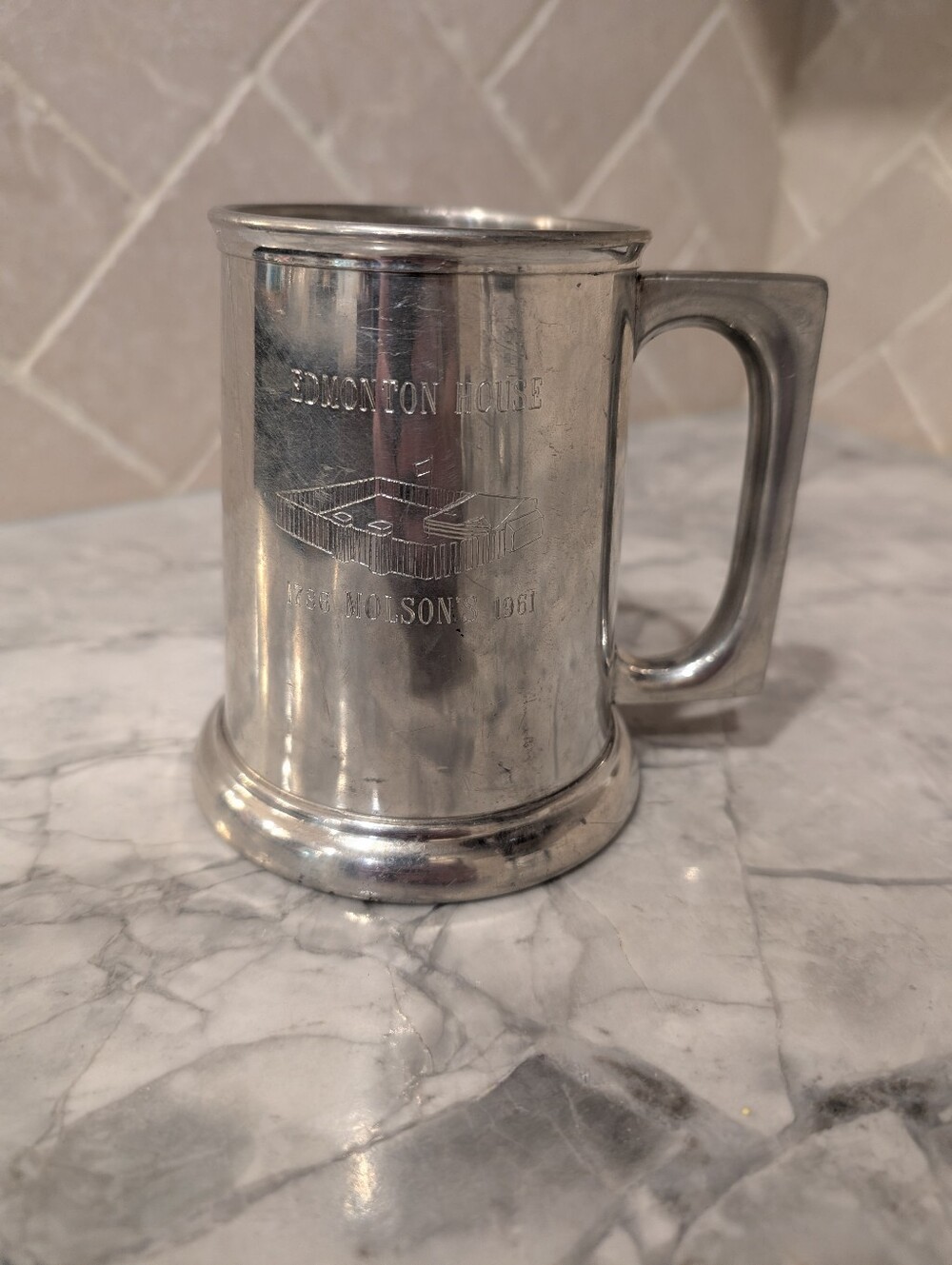 Edmonton House Commemorative Metal Tankard - Silver